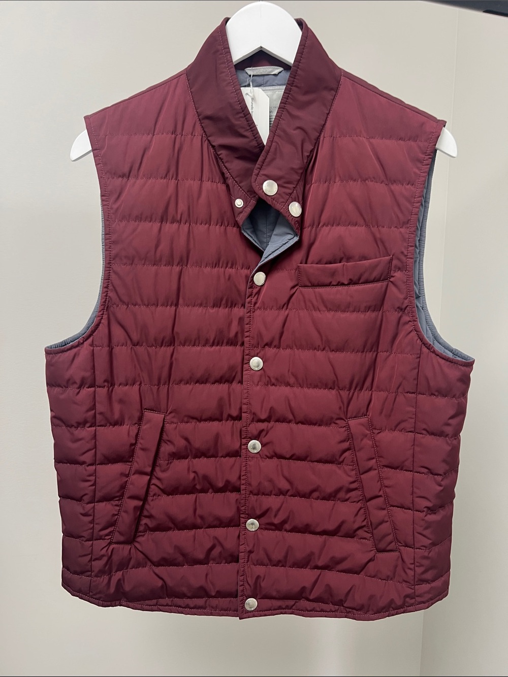Brunello Cucinelli Quilted Vest in Burgundy